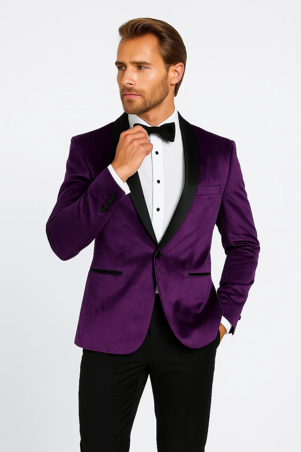 Mens Purple Dinner Jacket - Mens Evening jackets - Tuxedo Dinner Jacket - 38 Short Jacket+32 Waist Adjustable 28to34)(Height: 5 4 to5 7 )(Neck 15-16.5)S-M)
