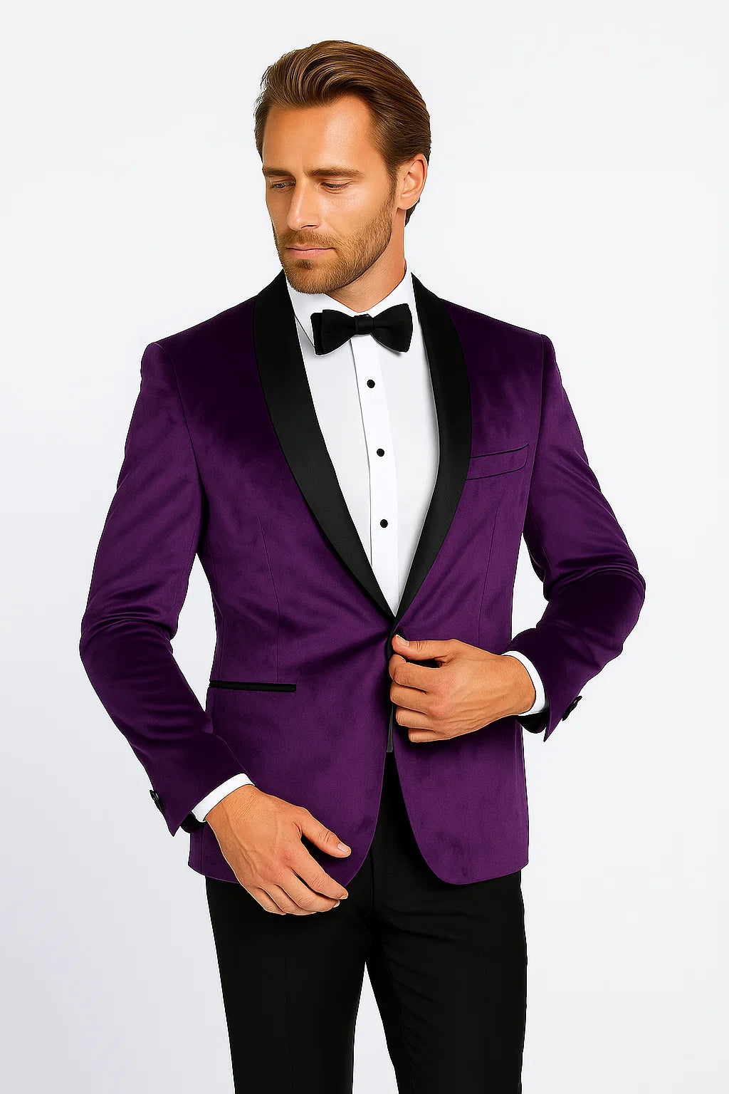 Mens Purple Dinner Jacket - Mens Evening jackets - Tuxedo Dinner Jacket - 38 Short Jacket+32 Waist Adjustable 28to34)(Height: 5 4 to5 7 )(Neck 15-16.5)S-M)