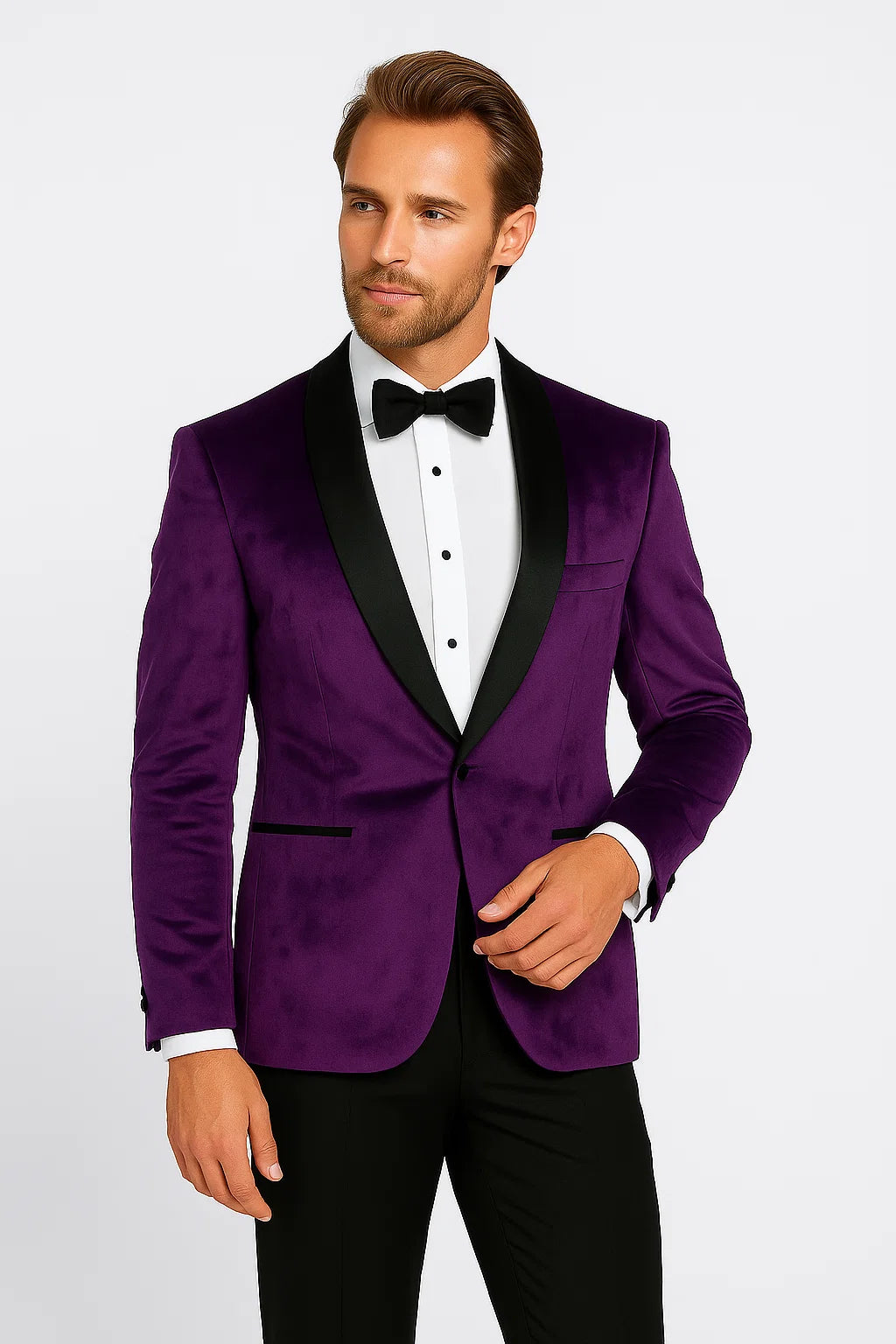 Mens Purple Dinner Jacket - Mens Evening jackets - Tuxedo Dinner Jacket - 38 Short Jacket+32 Waist Adjustable 28to34)(Height: 5 4 to5 7 )(Neck 15-16.5)S-M)