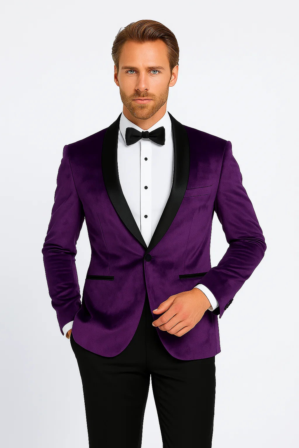 Mens Purple Dinner Jacket - Mens Evening jackets - Tuxedo Dinner Jacket - 38 Short Jacket+32 Waist Adjustable 28to34)(Height: 5 4 to5 7 )(Neck 15-16.5)S-M)