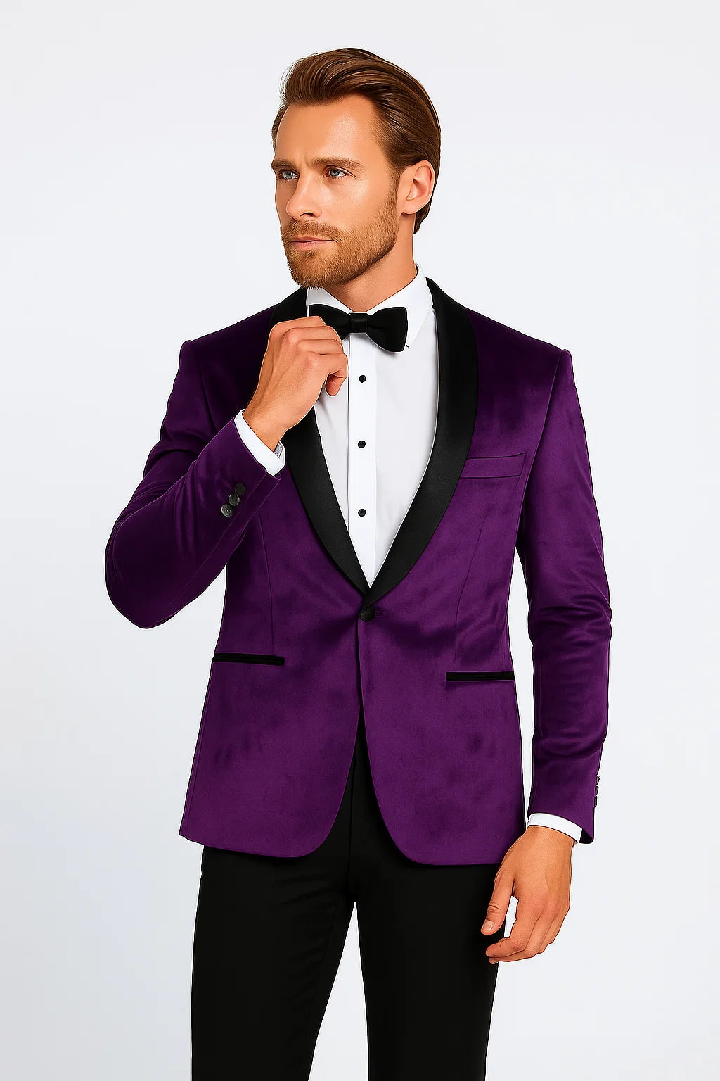 Mens Purple Dinner Jacket - Mens Evening jackets - Tuxedo Dinner Jacket - 38 Short Jacket+32 Waist Adjustable 28to34)(Height: 5 4 to5 7 )(Neck 15-16.5)S-M)