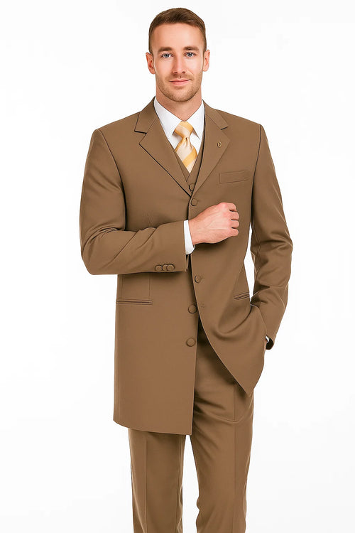 Zoot Suit - Mens 2PC Classic Long Fashion Tan Zoot Suit