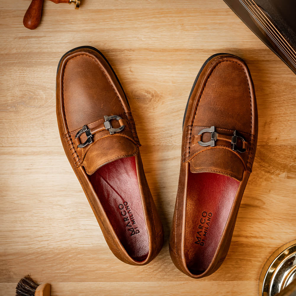 Marco Di Milano Atrani Crazy Tan Calf Bit Loafer - 10