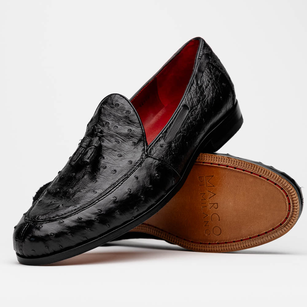 Marco Di Milano Aubiere Black Ostrich Quill Tassel Loafers - 8