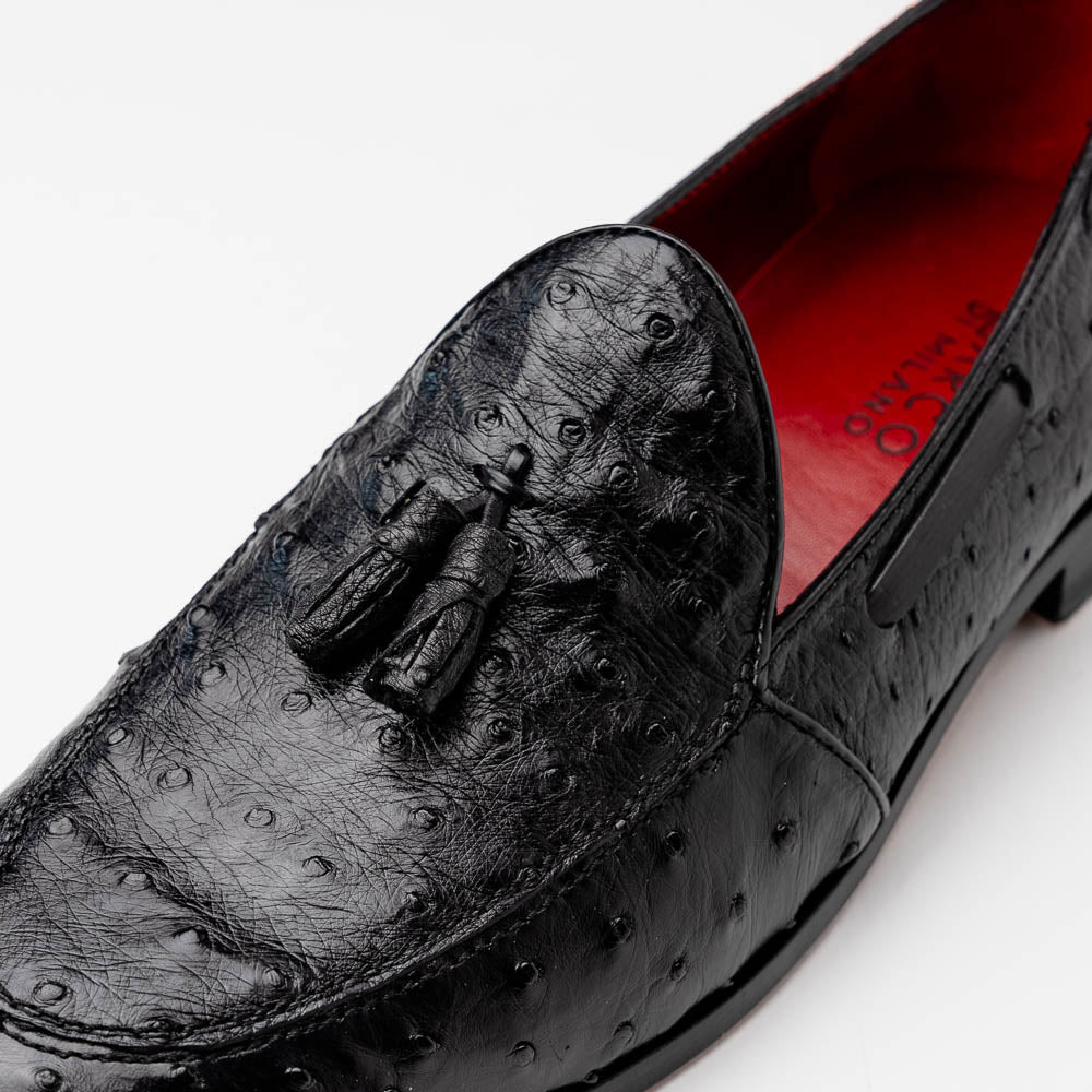Marco Di Milano Aubiere Black Ostrich Quill Tassel Loafers - 8