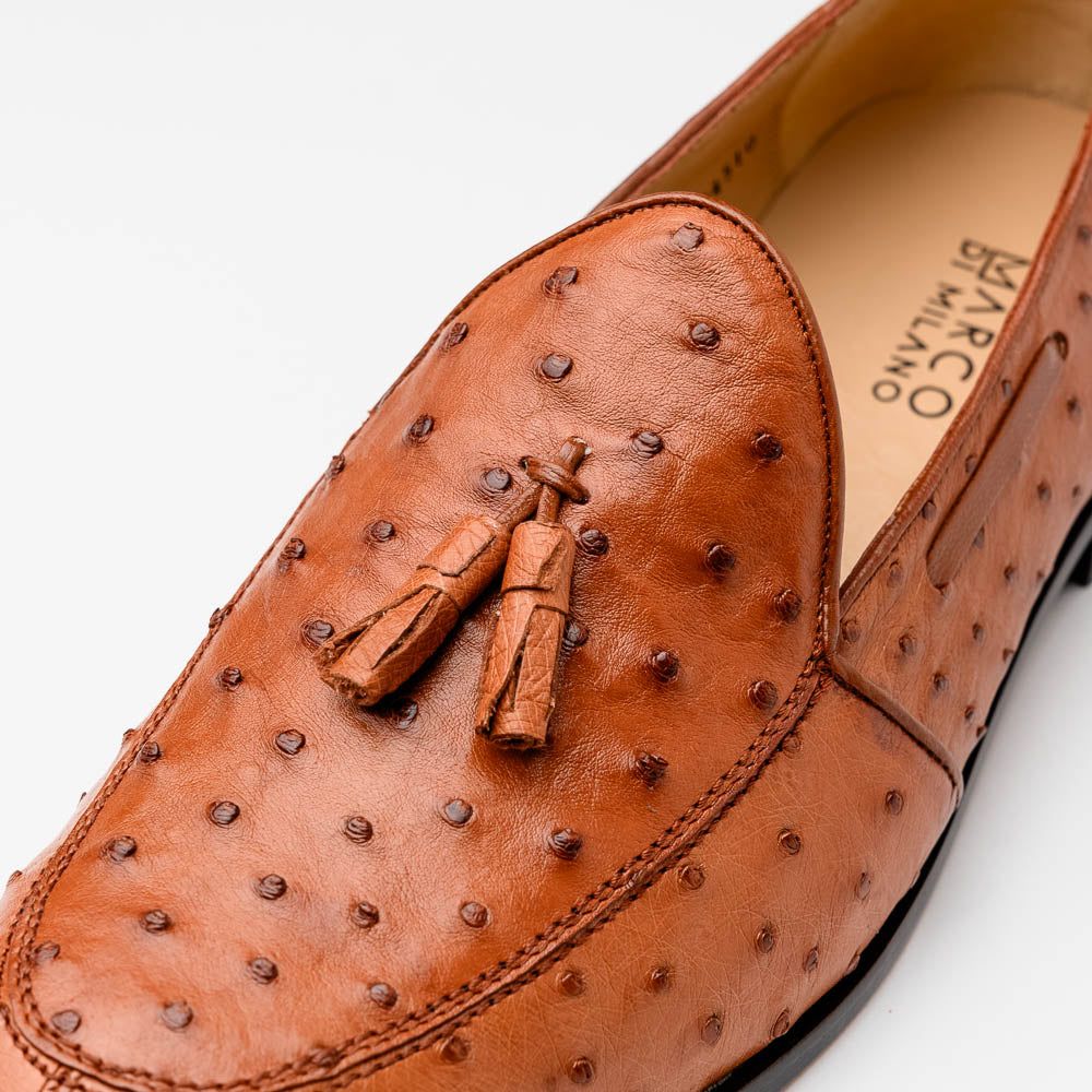 Marco Di Milano Aubiere Cognac Ostrich Quill Tassel Loafers - 8