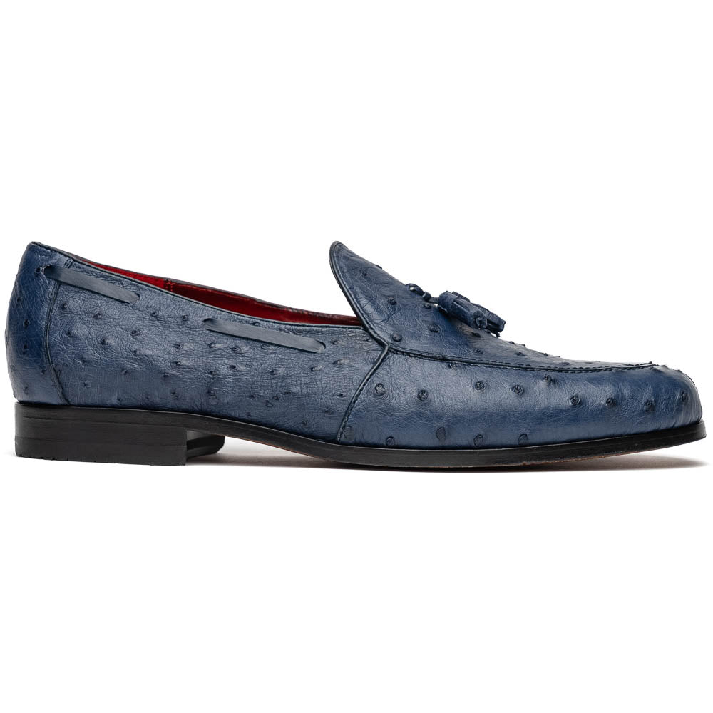 Marco Di Milano Aubiere Navy Blue Ostrich Quill Tassel Loafers - 9.5