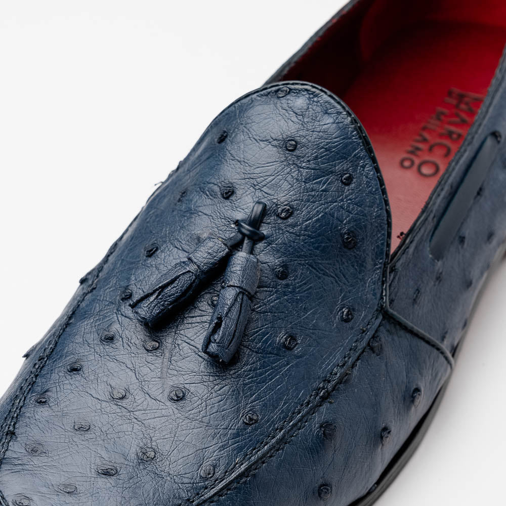 Marco Di Milano Aubiere Navy Blue Ostrich Quill Tassel Loafers - 9.5