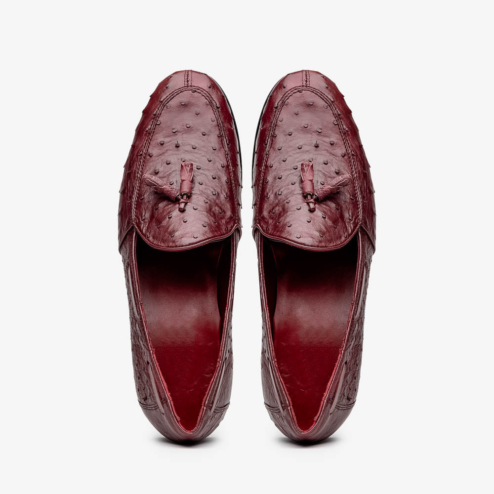 Marco Di Milano Aubiere Wine Ostrich Quill Tassel Loafers - 8
