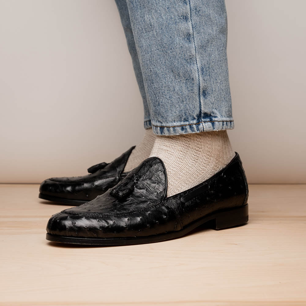 Marco Di Milano Aubiere Black Ostrich Quill Tassel Loafers - 8