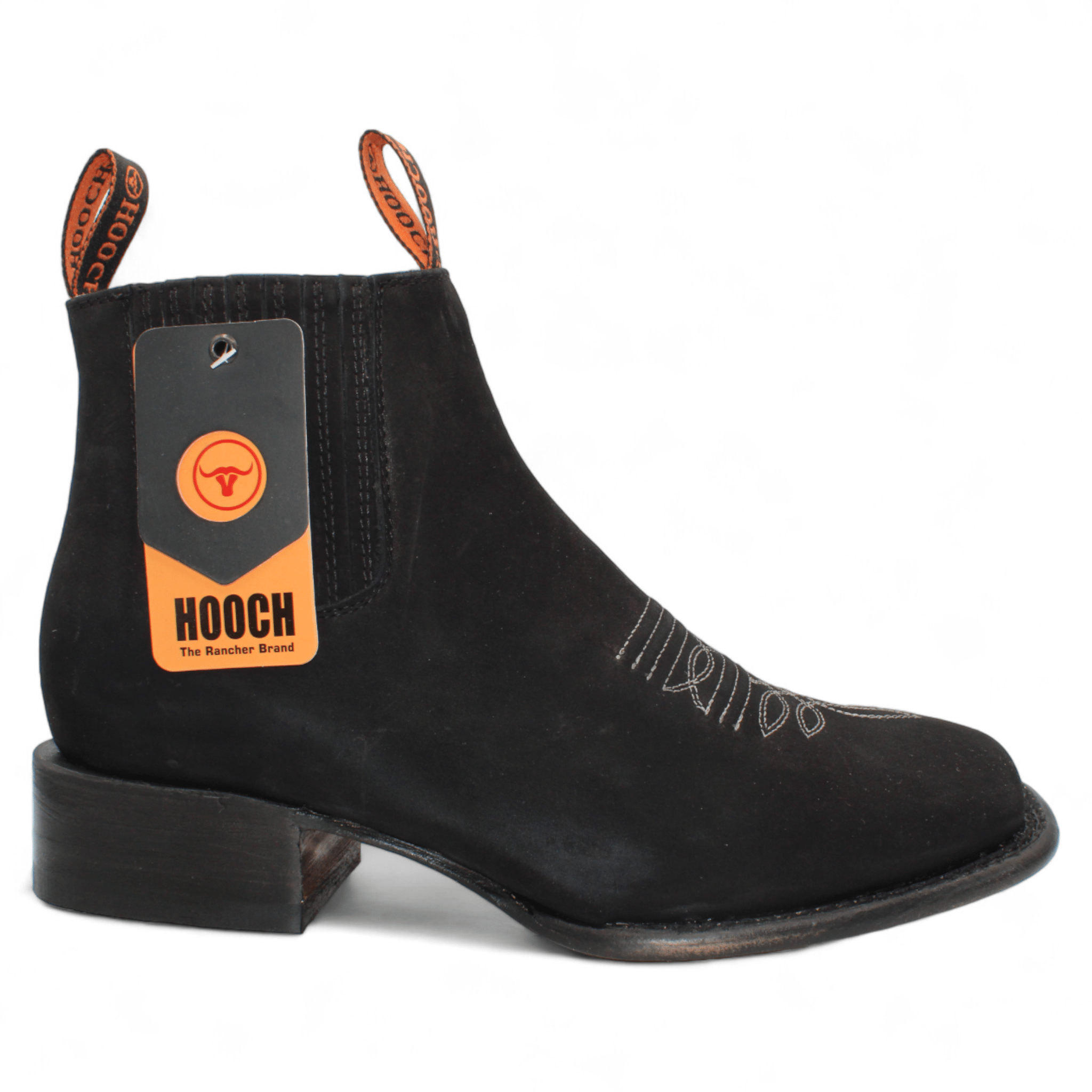 Men's Crazy Leather Square Toe Ankle Boots - Black H42P2805 - 6