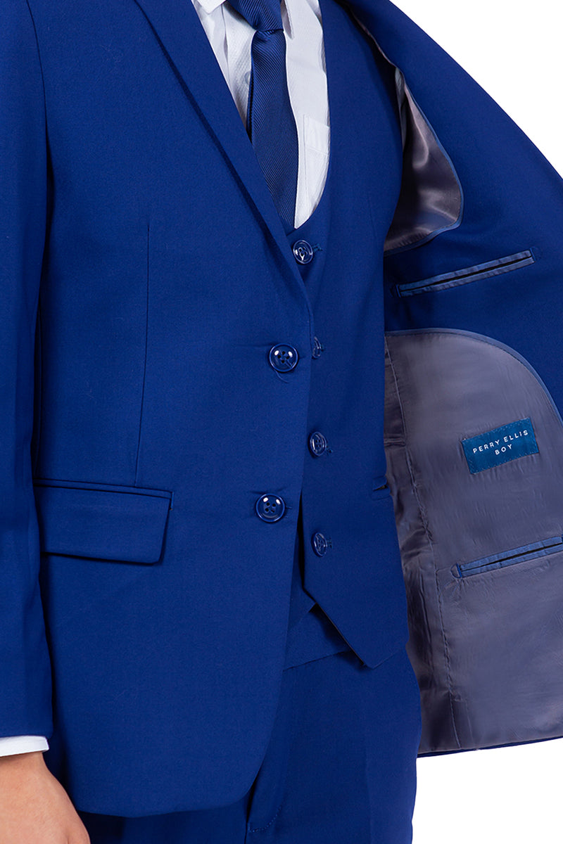 "Royal Blue Perry Ellis Boy's Wedding Suit with Vest"