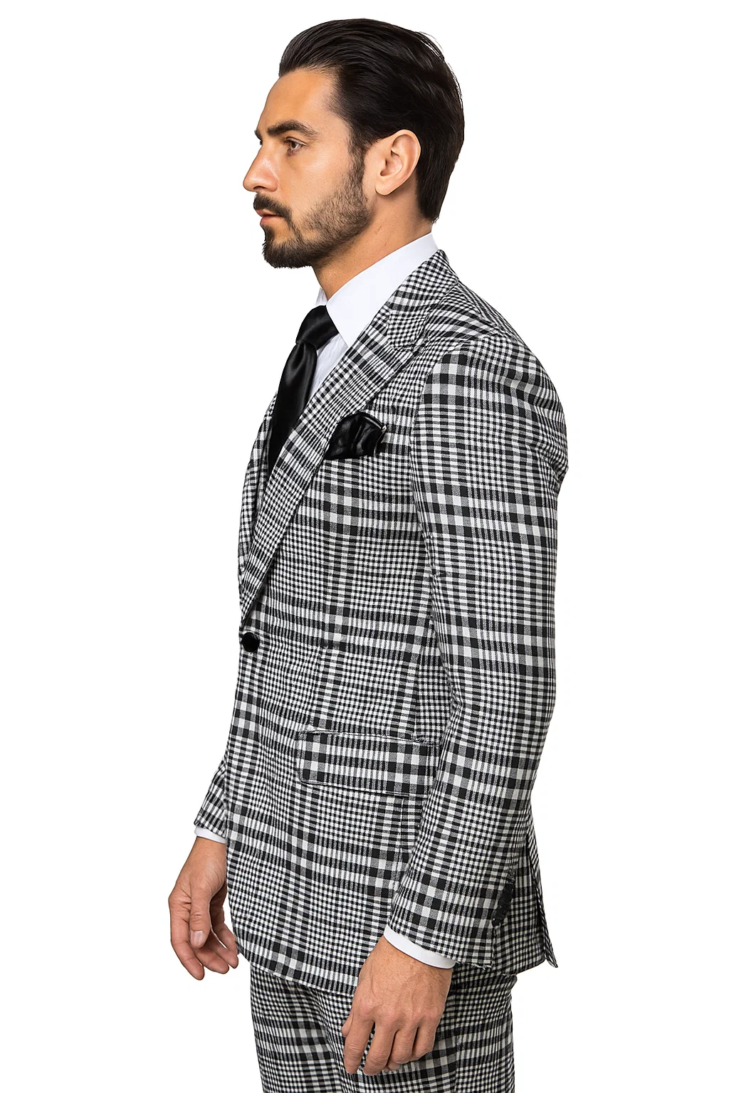 Suits With Baggy Pleated Pants - Wide Leg Pants 100% Wool - Classic Fit in One Button 3 Piece Suit by Rossiman - 38 Regular