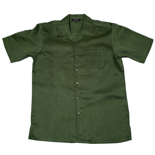 Mens Hunter Green Linen Shirt and Pants Casual Outfit Set