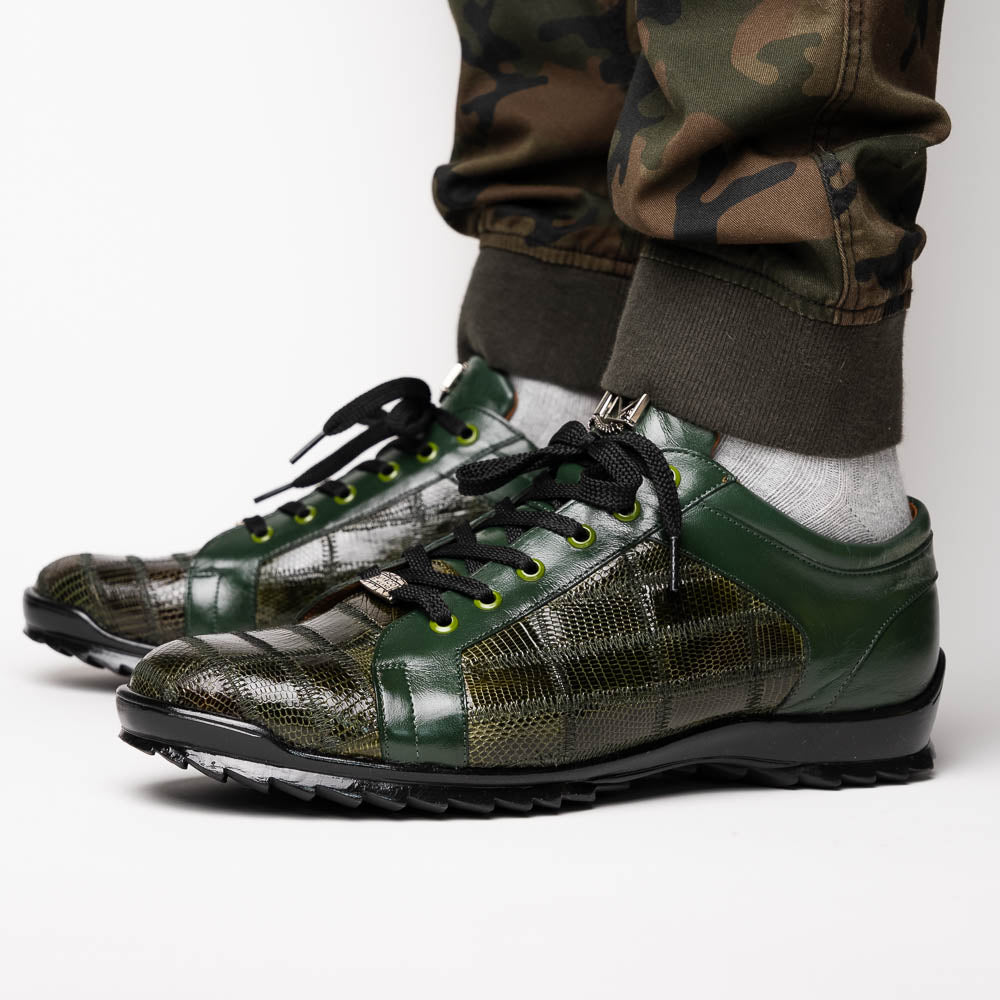 Marco Di Milano Bari Patchwork Lizard Sneakers in Green - 8.5