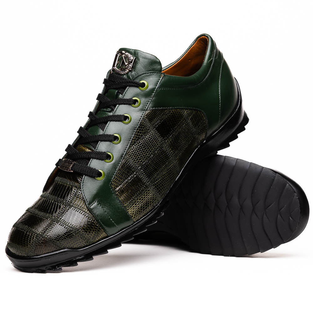 Marco Di Milano Bari Patchwork Lizard Sneakers in Green - 8.5