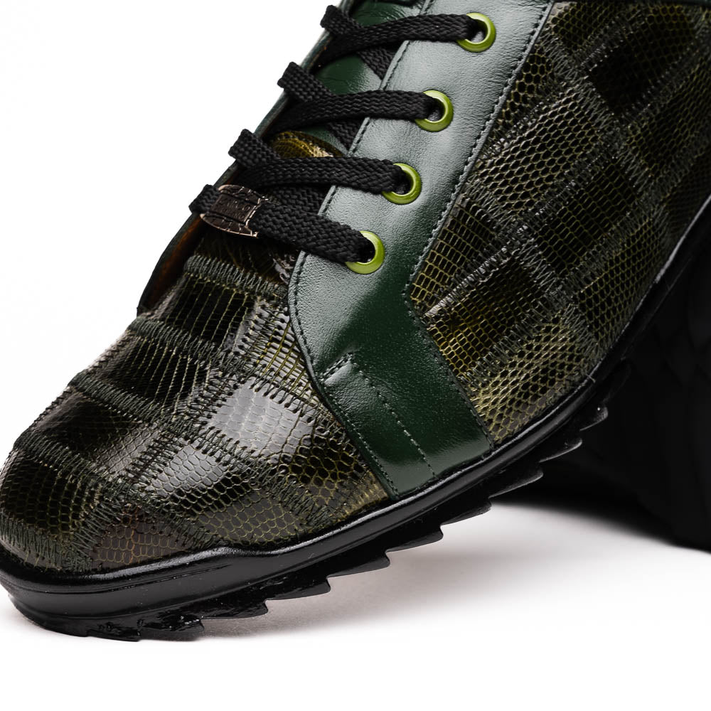 Marco Di Milano Bari Patchwork Lizard Sneakers in Green - 8.5