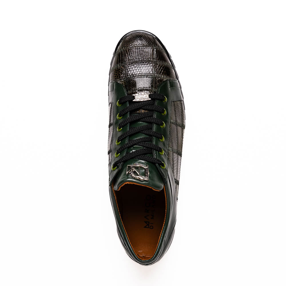 Marco Di Milano Bari Patchwork Lizard Sneakers in Green - 8.5