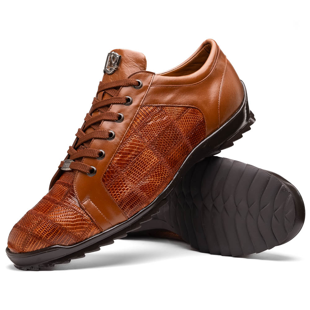 Marco Di Milano Bari Patchwork Lizard Sneakers in Cognac - 10.5