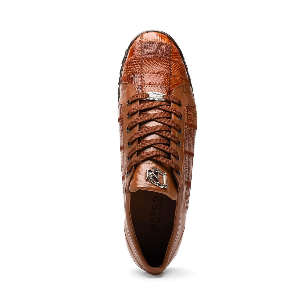 Marco Di Milano Bari Patchwork Lizard Sneakers in Cognac - 10.5