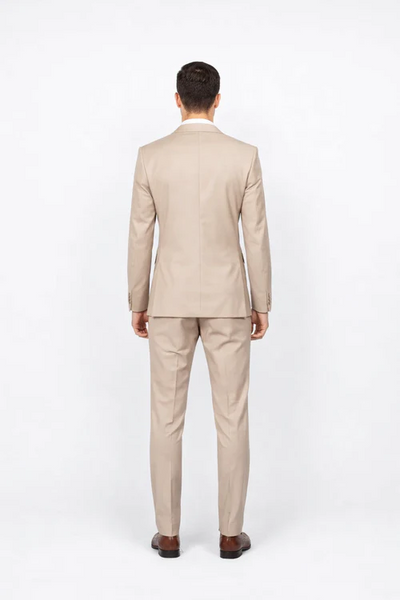 Beige Slim Fit Suit for Men by Rossiman Rossi Tailored Skinny Fit Formal Suit