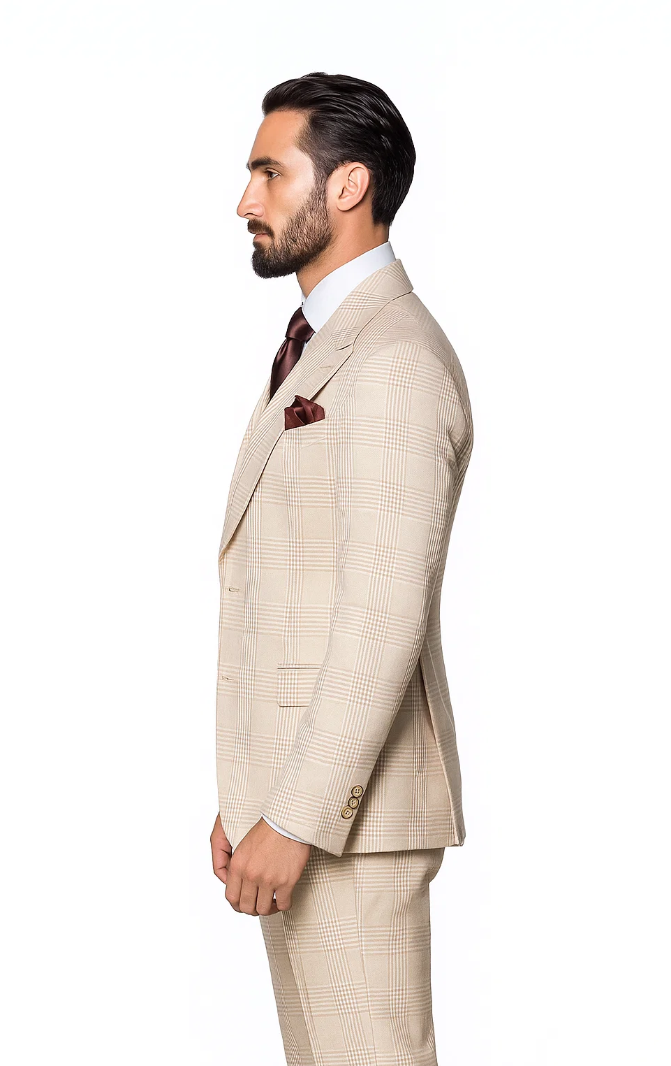 Suits With Baggy Pleated Pants - Wide Leg Pants 100% Wool - Classic Fit by Rossiman - 38 Regular
