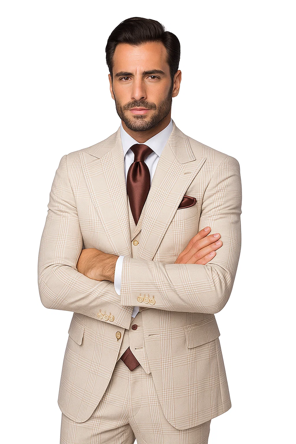 Suits With Baggy Pleated Pants - Wide Leg Pants 100% Wool - Classic Fit by Rossiman - 38 Regular