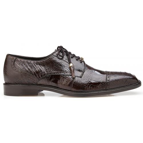 Belvedere Batta Chocolate All-Over Genuine Ostrich Lace-Up Shoes - 9