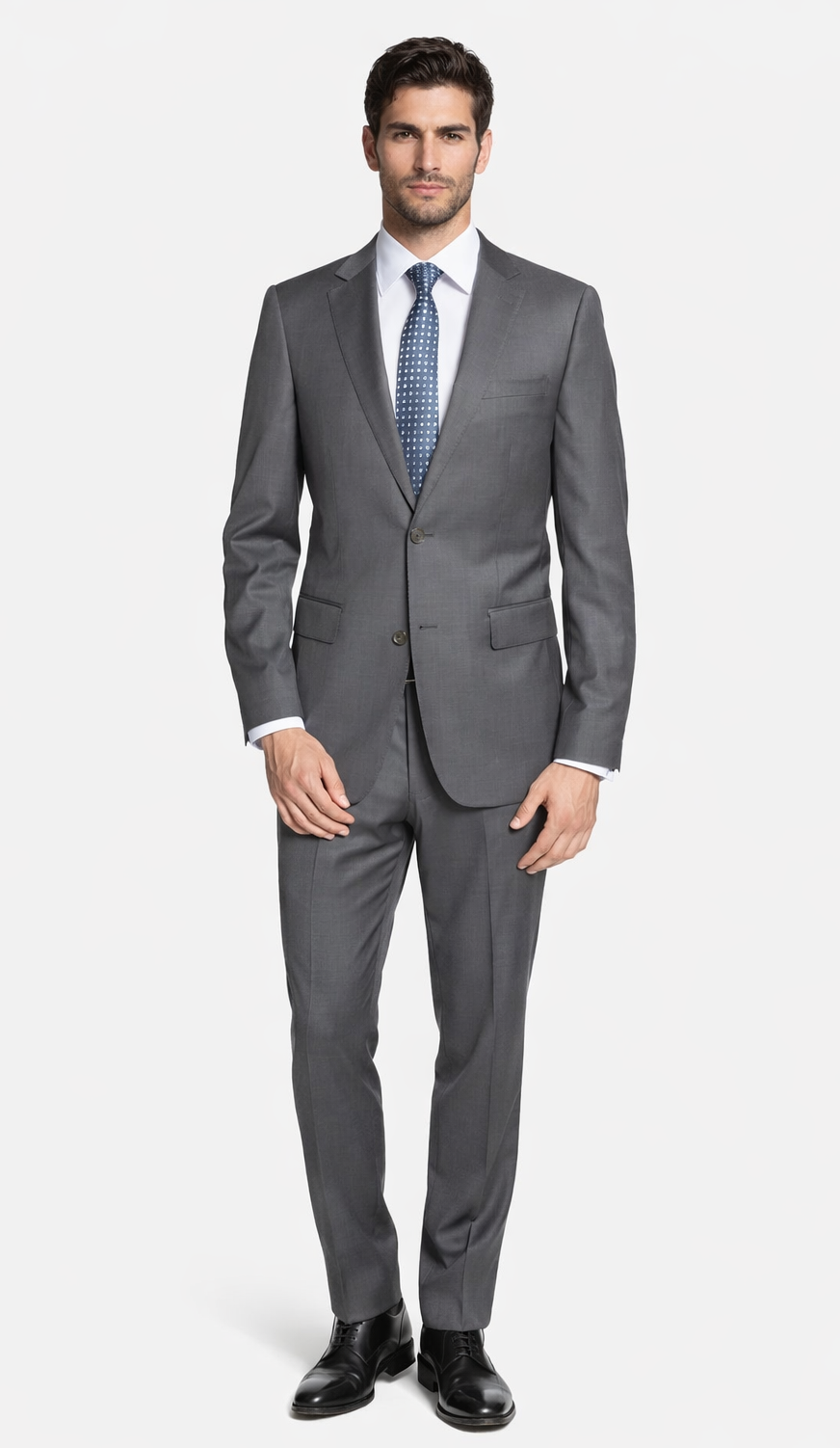 Bertolini 2PC Gray Two-button Suit Wool & Silk