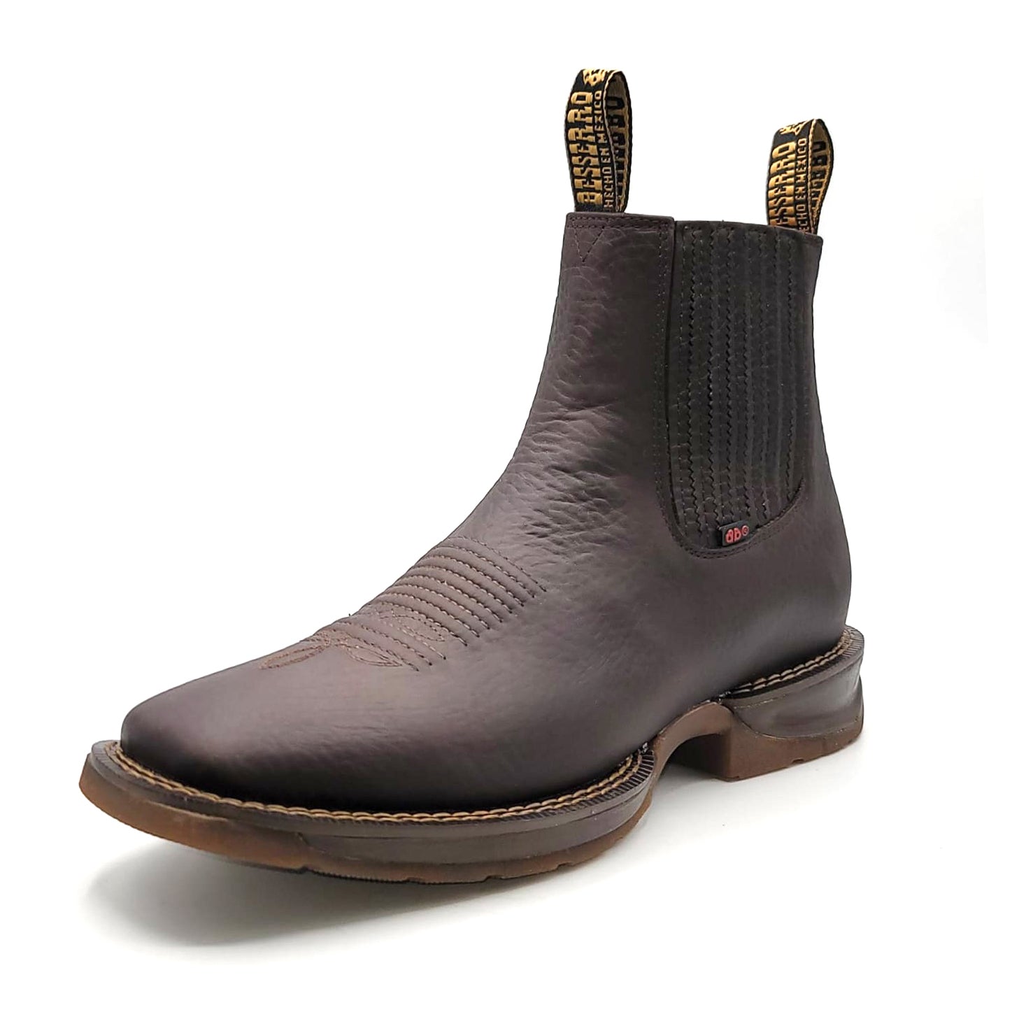 Square Toe Brown Short Cowboy Boots - Brown