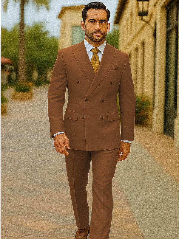 Best Mens Designer Modern Fit Double Breasted Wool Suit with Gold Buttons in Khaki - For Men Fashion Perfect For Wedding or Prom 2025 or Business or Church - 34 Short or Extra Small
