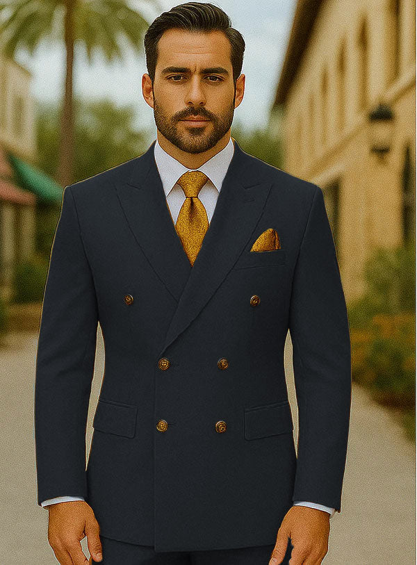 Best Mens Designer Modern Fit Double Breasted Wool Suit with Gold Buttons in Khaki - For Men Fashion Perfect For Wedding or Prom 2025 or Business or Church - 34 Short or Extra Small