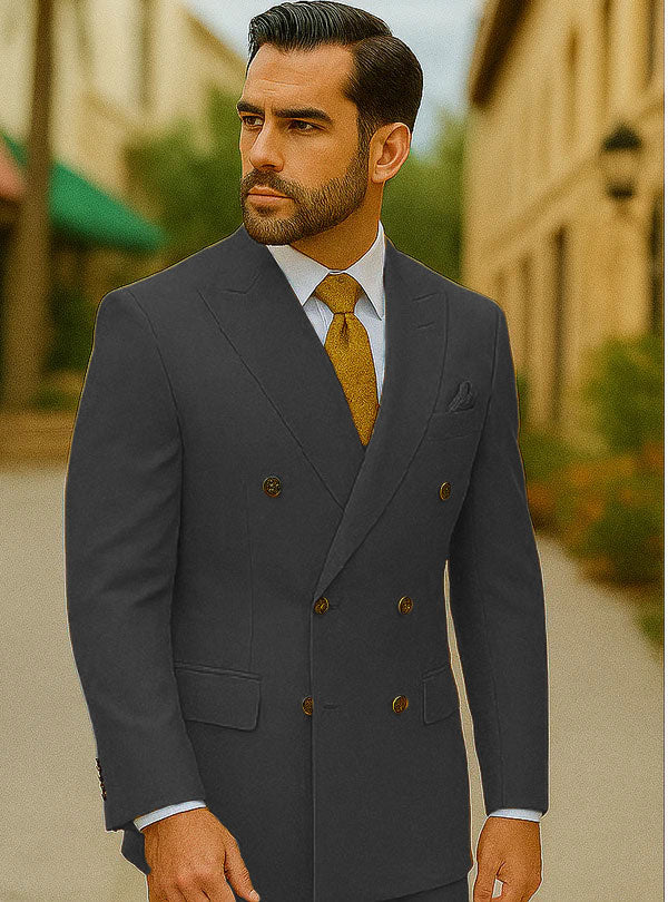 Best Mens Designer Modern Fit Double Breasted Wool Suit with Gold Buttons in Khaki - For Men Fashion Perfect For Wedding or Prom 2025 or Business or Church - 34 Short or Extra Small