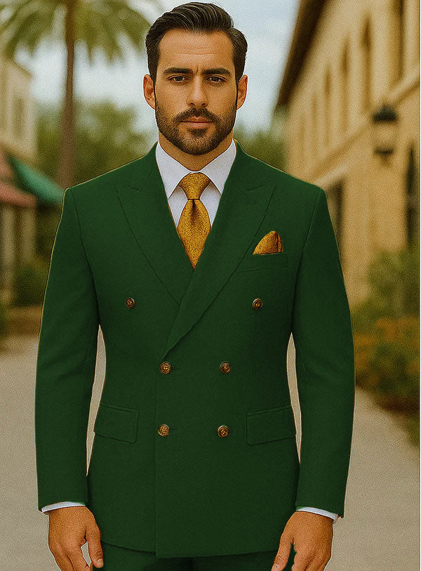 Best Mens Designer Modern Fit Double Breasted Wool Suit with Gold Buttons in Khaki - For Men Fashion Perfect For Wedding or Prom 2025 or Business or Church - 34 Short or Extra Small