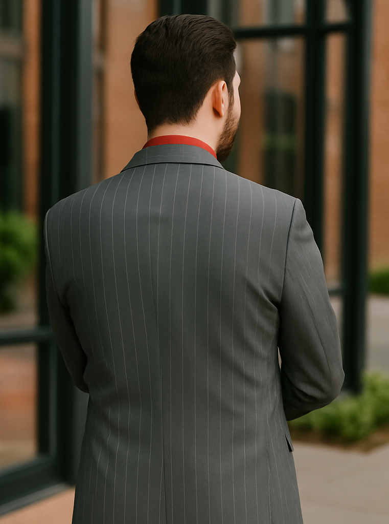 Big And Tall Grey Pinstripe Vested Suit tuxedo - 52 Long