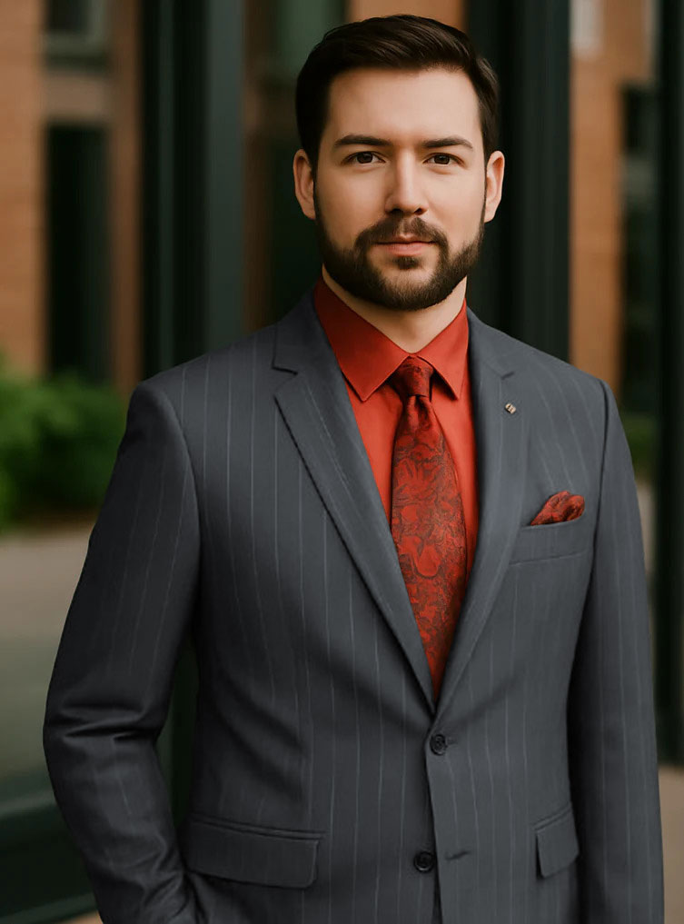 Big And Tall Grey Pinstripe Vested Suit tuxedo - 52 Long