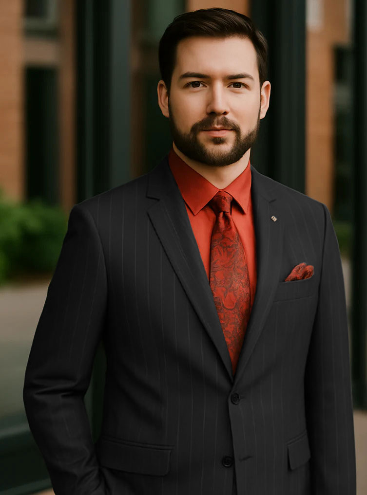 Big And Tall Grey Pinstripe Vested Suit tuxedo - 52 Long