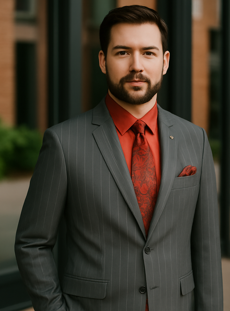 Big And Tall Grey Pinstripe Vested Suit tuxedo - 52 Long
