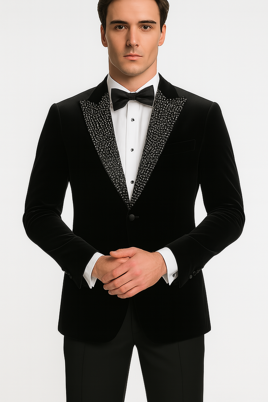 Big and Tall Velvet Blazer in Color Black - Sportcoat Rhinestone-Embedded Stacy Adams $179 - 34 Short or Extra Small