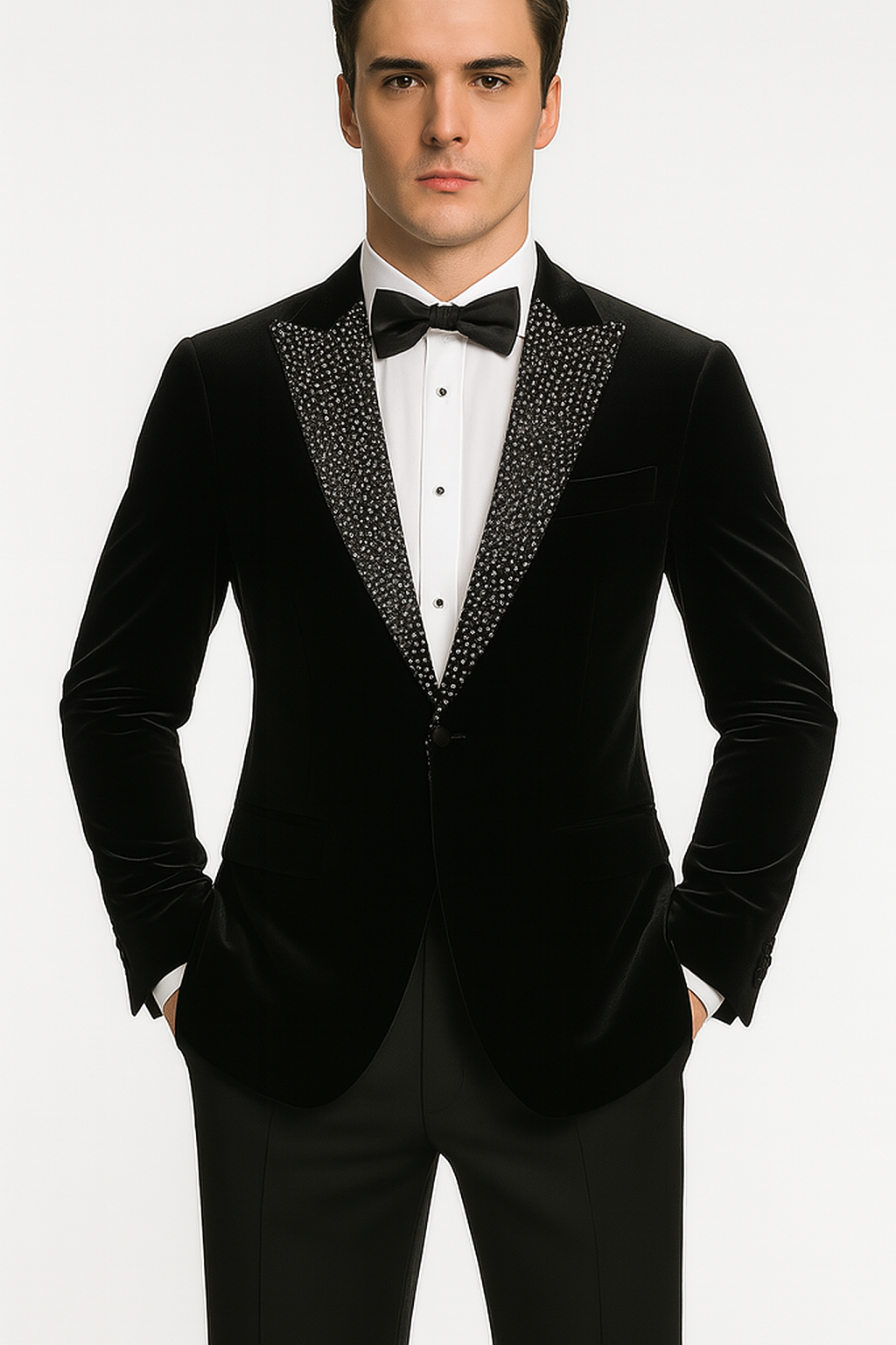 Big and Tall Velvet Blazer in Color Black - Sportcoat Rhinestone-Embedded Stacy Adams $179 - 34 Short or Extra Small