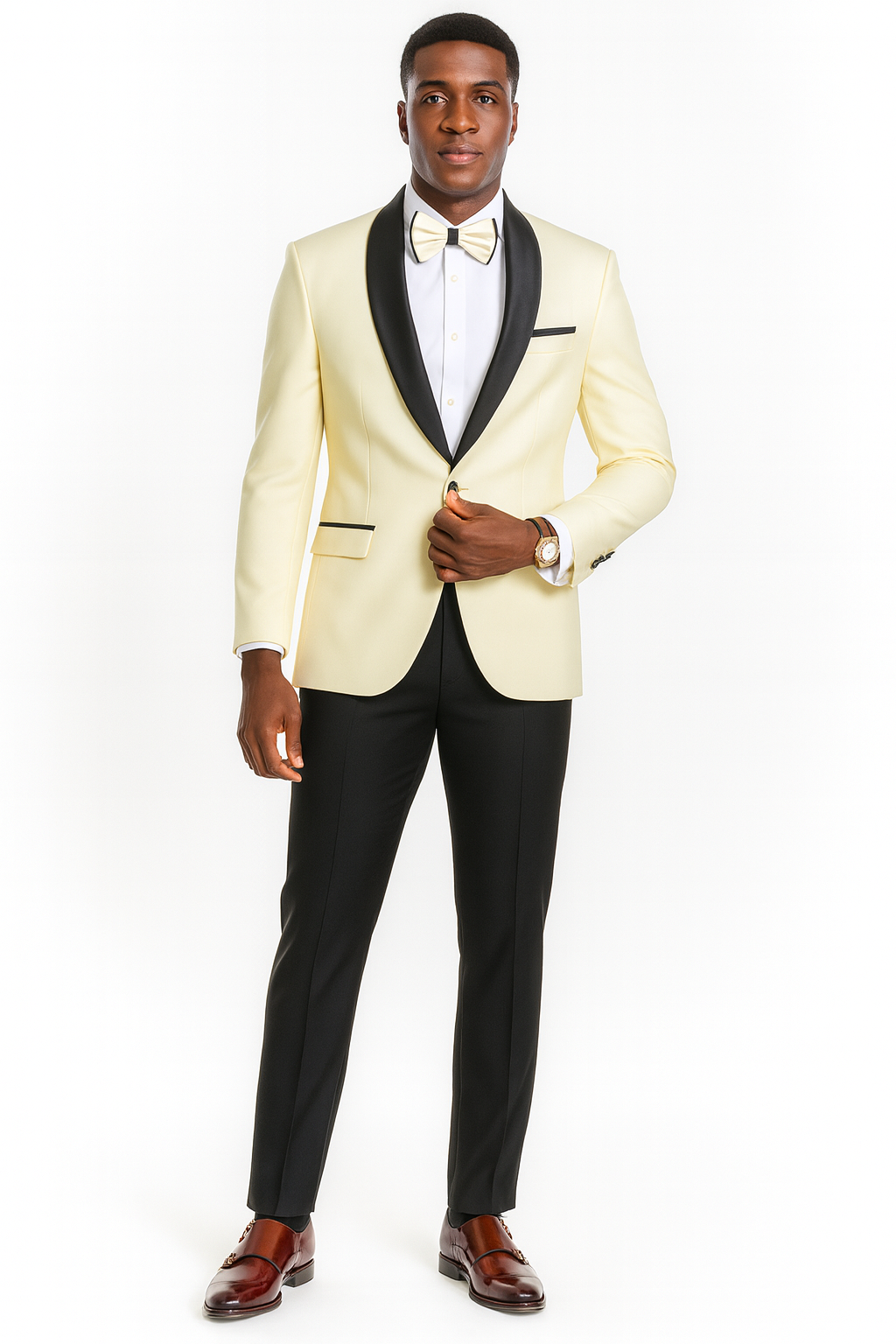 Big And Tall Suit For Men - Jacket + Pants + Bowtie + Pants - Ivory Suit - 34 Short or Extra Small