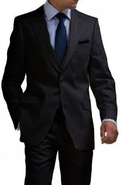 Mens Big and Tall Linen Suits -Black Summer Fabric Suit
