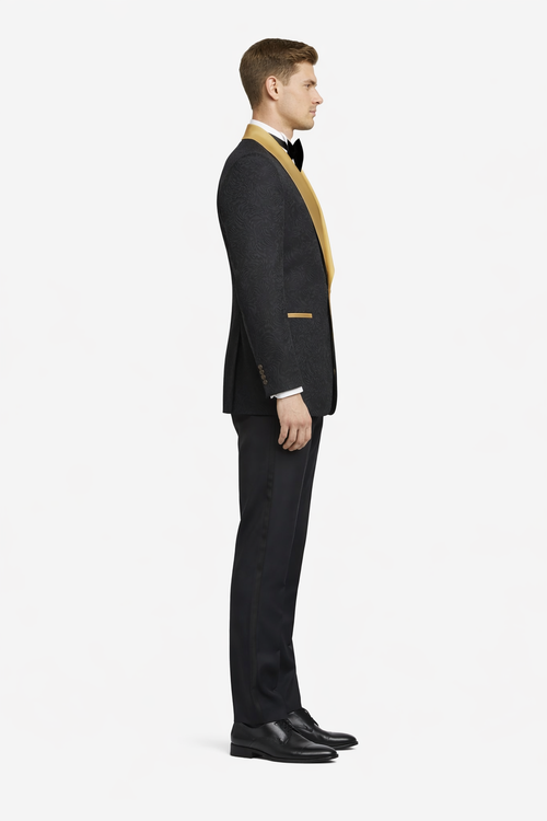 Black Paisley Suit - Wedding Prom 2026 Suit - Black Tuxedo-New Designer Collection