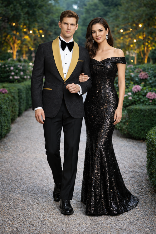 Black Paisley Suit - Wedding Prom 2026 Suit - Black Tuxedo-New Designer Collection