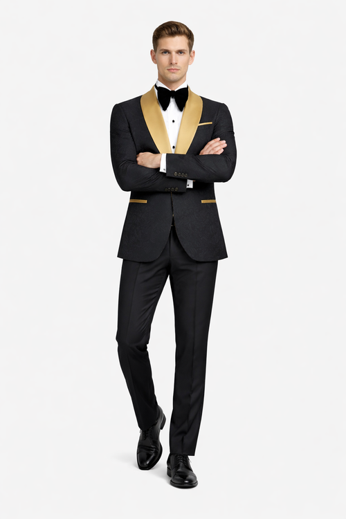Black Paisley Suit - Wedding Prom 2026 Suit - Black Tuxedo-New Designer Collection