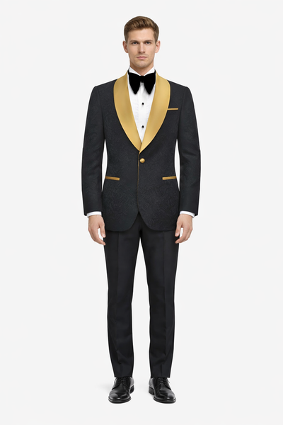 Black Paisley Suit - Wedding Prom 2026 Suit - Black Tuxedo-New Designer Collection