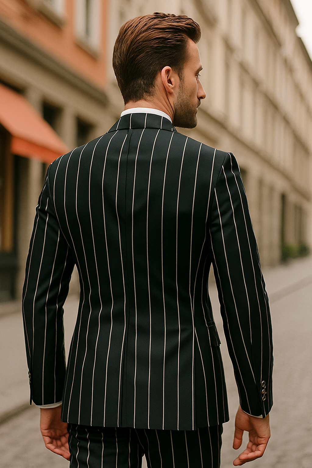 Black Pinstripe Suit - Gangster Suit - 1920's Suit - Double Breasted Suit - New Arrival - Coat Size 38