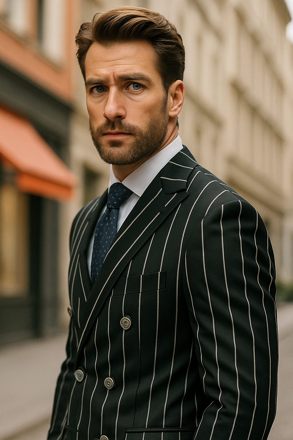 Black Pinstripe Suit - Gangster Suit - 1920's Suit - Double Breasted Suit - New Arrival - Coat Size 38