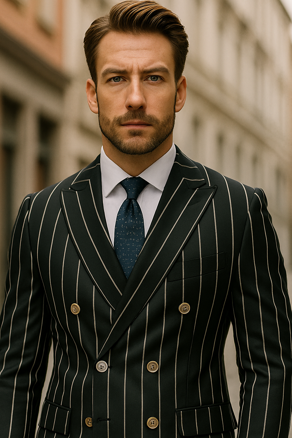 Black Pinstripe Suit - Gangster Suit - 1920's Suit - Double Breasted Suit - New Arrival - Coat Size 38