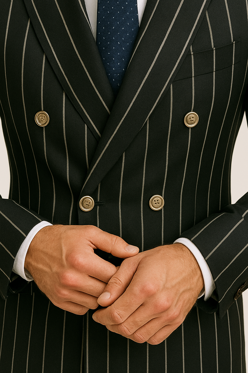 Black Pinstripe Suit - Gangster Suit - 1920's Suit - Double Breasted Suit - New Arrival - Coat Size 38